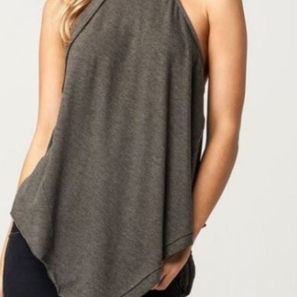 Free People Tops - Free people twin peaks green grey halter tank S